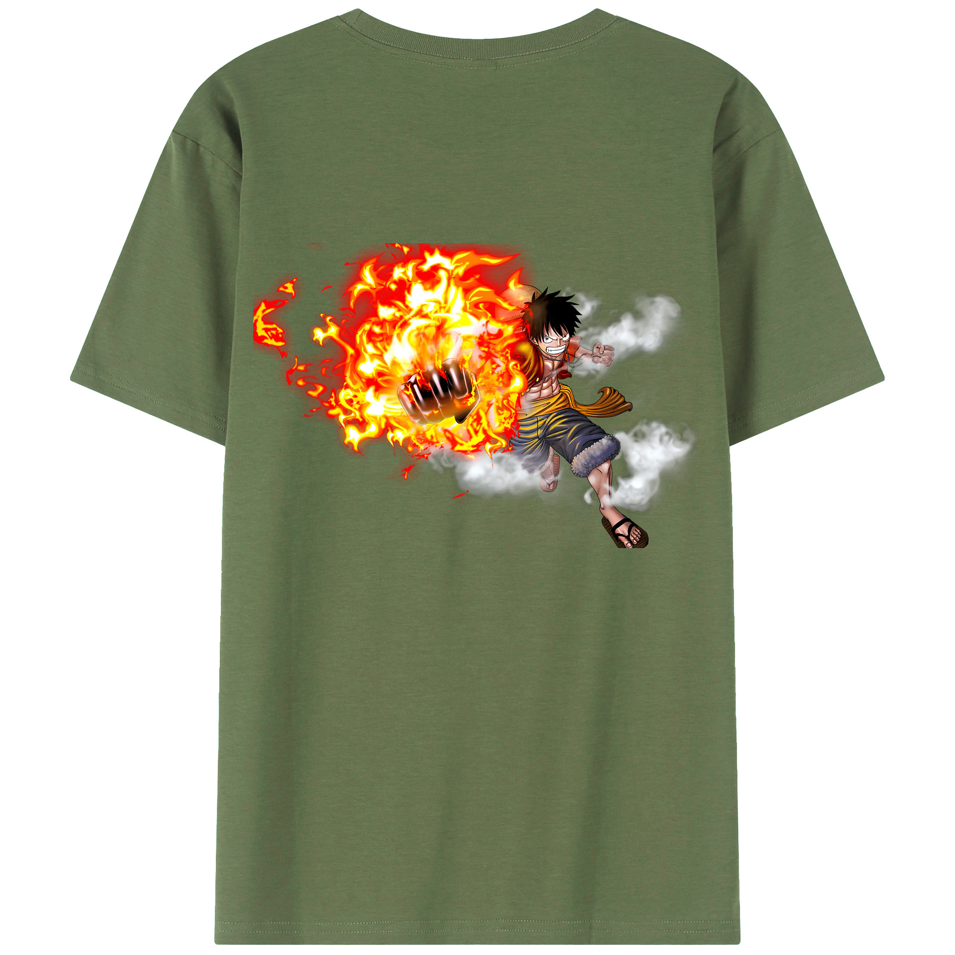 ワンピース モンキー・D・ルフィ ONE PIECE Monkey D. Luffy 綿100％ メンズ半袖Tシャツ（バックプリント） 通気性